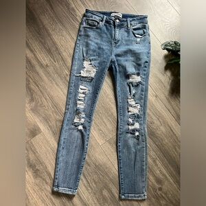 Disclosure distressed high waisted skinny jeans. Size 9